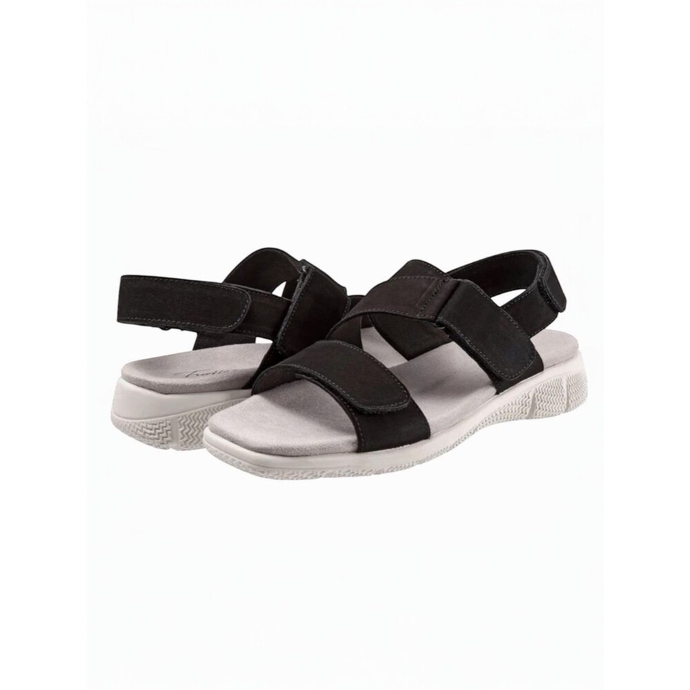 Trotters Tatia Adjustable Strap Comfort Sandals Nubuck Suede Black 10.5 NEW